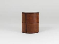  Werkst tte Carl Aub ck Carl Aubock Round Leather Storage Box with Lid Vienna Austria 1950s - 4067716