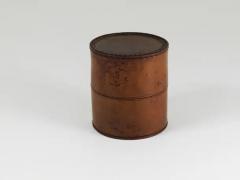  Werkst tte Carl Aub ck Carl Aubock Round Leather Storage Box with Lid Vienna Austria 1950s - 4067723