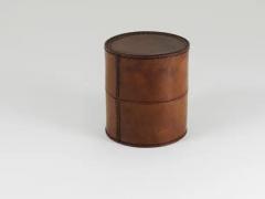  Werkst tte Carl Aub ck Carl Aubock Round Leather Storage Box with Lid Vienna Austria 1950s - 4067792