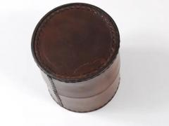  Werkst tte Carl Aub ck Carl Aubock Round Leather Storage Box with Lid Vienna Austria 1950s - 4067825
