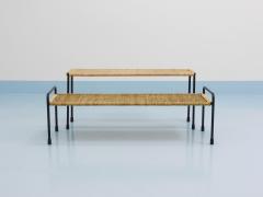  Werkst tte Carl Aub ck Carl Aubock Side Table Flower Plant Bench Iron Rattan Wicker Austria 1950s - 4437303