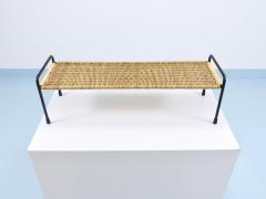  Werkst tte Carl Aub ck Carl Aubock Side Table Flower Plant Bench Iron Rattan Wicker Austria 1950s - 4451451