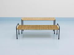 Werkst tte Carl Aub ck Carl Aubock Side Table Flower Plant Bench Iron Rattan Wicker Austria 1950s - 4451465