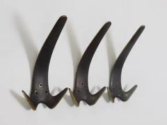  Werkst tte Carl Aub ck Carl Aubock Two Large Brass Double Wall Coat Hooks 4056 Austria 1950s - 4064832