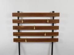  Werkst tte Carl Aub ck Carl Aubock Wall Coat Rack with 5 Brass Hooks Walnut Iron Austria 1950s - 4070213
