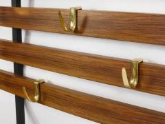 Werkst tte Carl Aub ck Carl Aubock Wall Coat Rack with 5 Brass Hooks Walnut Iron Austria 1950s - 4070257
