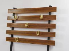  Werkst tte Carl Aub ck Carl Aubock Wall Coat Rack with 5 Brass Hooks Walnut Iron Austria 1950s - 4070288