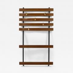  Werkst tte Carl Aub ck Carl Aubock Wall Coat Rack with 5 Brass Hooks Walnut Iron Austria 1950s - 4073178