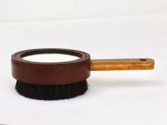  Werkst tte Carl Aub ck Carl Aubock Walnut Leather Hand Mirror Clothes Brush Austria 1950s - 4057546