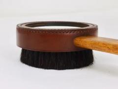  Werkst tte Carl Aub ck Carl Aubock Walnut Leather Hand Mirror Clothes Brush Austria 1950s - 4057622