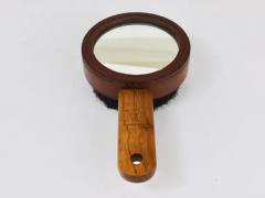  Werkst tte Carl Aub ck Carl Aubock Walnut Leather Hand Mirror Clothes Brush Austria 1950s - 4057664