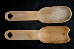  Werkst tte Carl Aub ck Hand carved horn Salad Servers with rounded Handles by Werkst tte Carl Aub ck - 4501141