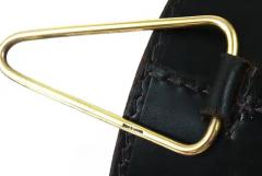  Werkst tte Carl Aub ck Mid Century Carl Aub ck Black Leather Brass Wastepaper Basket Austria 1950s - 4064554