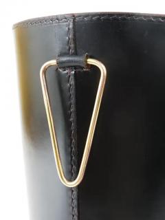  Werkst tte Carl Aub ck Mid Century Carl Aub ck Black Leather Brass Wastepaper Basket Austria 1950s - 4064559