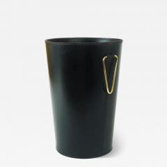  Werkst tte Carl Aub ck Mid Century Carl Aub ck Black Leather Brass Wastepaper Basket Austria 1950s - 4065588