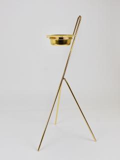  Werkst tte Carl Aub ck Rare Carl Aub ck Brass Standing Floor Ashtray Smoking Stand Austria 1950s - 4641893