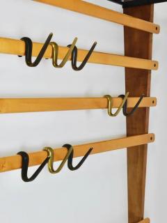  Werkst tte Carl Aub ck Rare Carl Aub ck Coat Rack With Hat Rack Wardrobe Brass Walnut Beech 1950s - 4064480