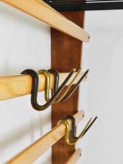  Werkst tte Carl Aub ck Rare Carl Aub ck Coat Rack With Hat Rack Wardrobe Brass Walnut Beech 1950s - 4064481