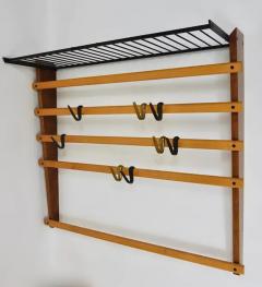  Werkst tte Carl Aub ck Rare Carl Aub ck Coat Rack With Hat Rack Wardrobe Brass Walnut Beech 1950s - 4064537