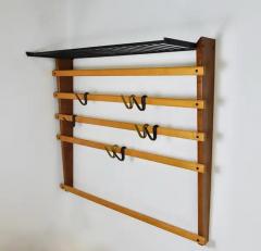 Werkst tte Carl Aub ck Rare Carl Aub ck Coat Rack With Hat Rack Wardrobe Brass Walnut Beech 1950s - 4064543