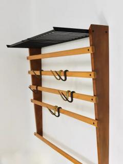  Werkst tte Carl Aub ck Rare Carl Aub ck Coat Rack With Hat Rack Wardrobe Brass Walnut Beech 1950s - 4064606