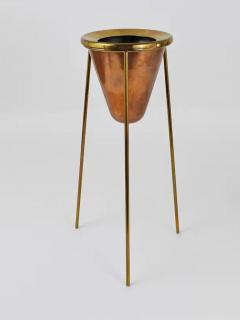  Werkst tte Carl Aub ck Rare Carl Aubock Copper Brass Tripod Floor Ashtray Austria 1950s - 4057825