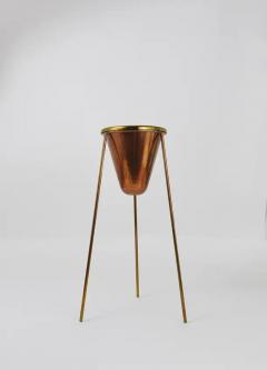  Werkst tte Carl Aub ck Rare Carl Aubock Copper Brass Tripod Floor Ashtray Austria 1950s - 4057847