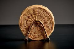  Werkst tte Carl Aub ck Set of Six Straw Coasters with Brass Holder by Werkst tte Carl Aub ck - 4572321