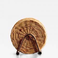  Werkst tte Carl Aub ck Set of Six Straw Coasters with Brass Holder by Werkst tte Carl Aub ck - 4574053