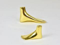 Werkst tte Carl Aub ck Signed Carl Aub ck Midcentury Brass Foot Paperweight Handmade Sculpture - 4055556