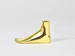  Werkst tte Carl Aub ck Signed Carl Aub ck Midcentury Brass Foot Paperweight Handmade Sculpture - 4055593