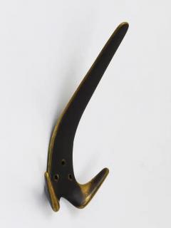  Werkst tte Carl Aub ck Two Carl Aubock Large Brass Double Wall Coat Hooks 4056 Austria 1950s - 4057575