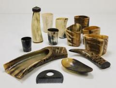  Werkst tte Carl Aub ck Two Carl Aubock Mid Century Horn Desk Pen Pencil Holder Cups Austria 1950s - 4066360