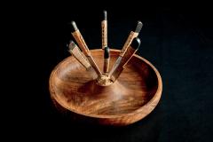  Werkst tte Carl Aub ck Wooden Fruit Bowl with Six Knives by Werkst tte Carl Aub ck - 4572386