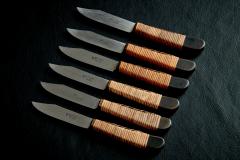  Werkst tte Carl Aub ck Wooden Fruit Bowl with Six Knives by Werkst tte Carl Aub ck - 4572388