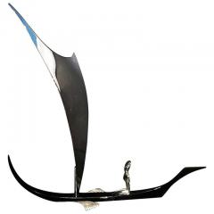  Werkst tte Hagenauer Wien ART DECO MODERNIST WOMAN ON BOAT WITH SAIL SCULPTURE BY HAGENAUER - 4104923