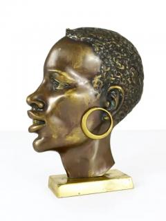  Werkst tte Hagenauer Wien Beautiful Brass Bust of an African Woman in the Manner Hagenauer Austria 1950s - 4047361