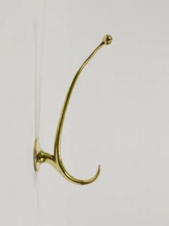  Werkst tte Hagenauer Wien Two Franz Hagenauer Vienna Mid Century Curved Brass Wall Coat Hooks 1950s - 4066999