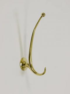  Werkst tte Hagenauer Wien Two Franz Hagenauer Vienna Mid Century Curved Brass Wall Coat Hooks 1950s - 4067001