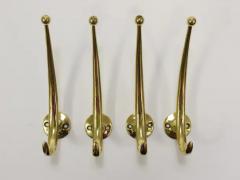  Werkst tte Hagenauer Wien Two Franz Hagenauer Vienna Mid Century Curved Brass Wall Coat Hooks 1950s - 4067074