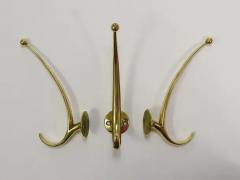  Werkst tte Hagenauer Wien Two Franz Hagenauer Vienna Mid Century Curved Brass Wall Coat Hooks 1950s - 4067077