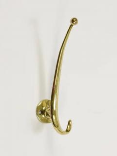  Werkst tte Hagenauer Wien Two Franz Hagenauer Vienna Mid Century Curved Brass Wall Coat Hooks 1950s - 4067082
