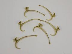  Werkst tte Hagenauer Wien Two Franz Hagenauer Vienna Mid Century Curved Brass Wall Coat Hooks 1950s - 4067090