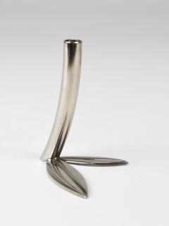  Werkst tte Hagenauer Wien Werkst tte Hagenauer 4 Soliflore Leaf Vases Brass Nickel Vienna 1960s - 4389849