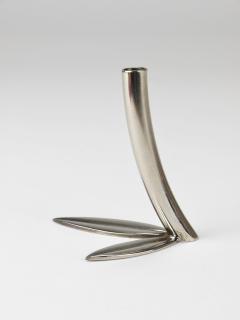  Werkst tte Hagenauer Wien Werkst tte Hagenauer 4 Soliflore Leaf Vases Brass Nickel Vienna 1960s - 4389851