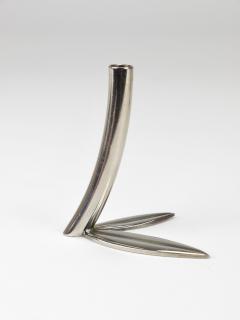  Werkst tte Hagenauer Wien Werkst tte Hagenauer 4 Soliflore Leaf Vases Brass Nickel Vienna 1960s - 4389869