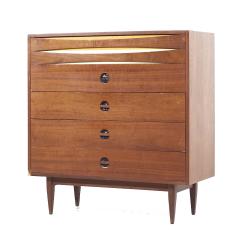  West Michigan Furniture Co Arne Vodder Style West Michigan Furniture Mid Century Walnut Highboy Dresser - 3826756