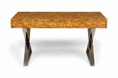  West Michigan Furniture Co West Michigan Furniture Company American Mid Century Burl Laminate Campaign Desk - 2792853