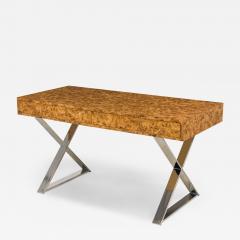  West Michigan Furniture Co West Michigan Furniture Company American Mid Century Burl Laminate Campaign Desk - 2795023