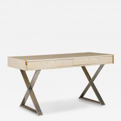  West Michigan Furniture Co West Michigan Furniture Company Mid Century White Lacquered Campaign Desk - 2794988